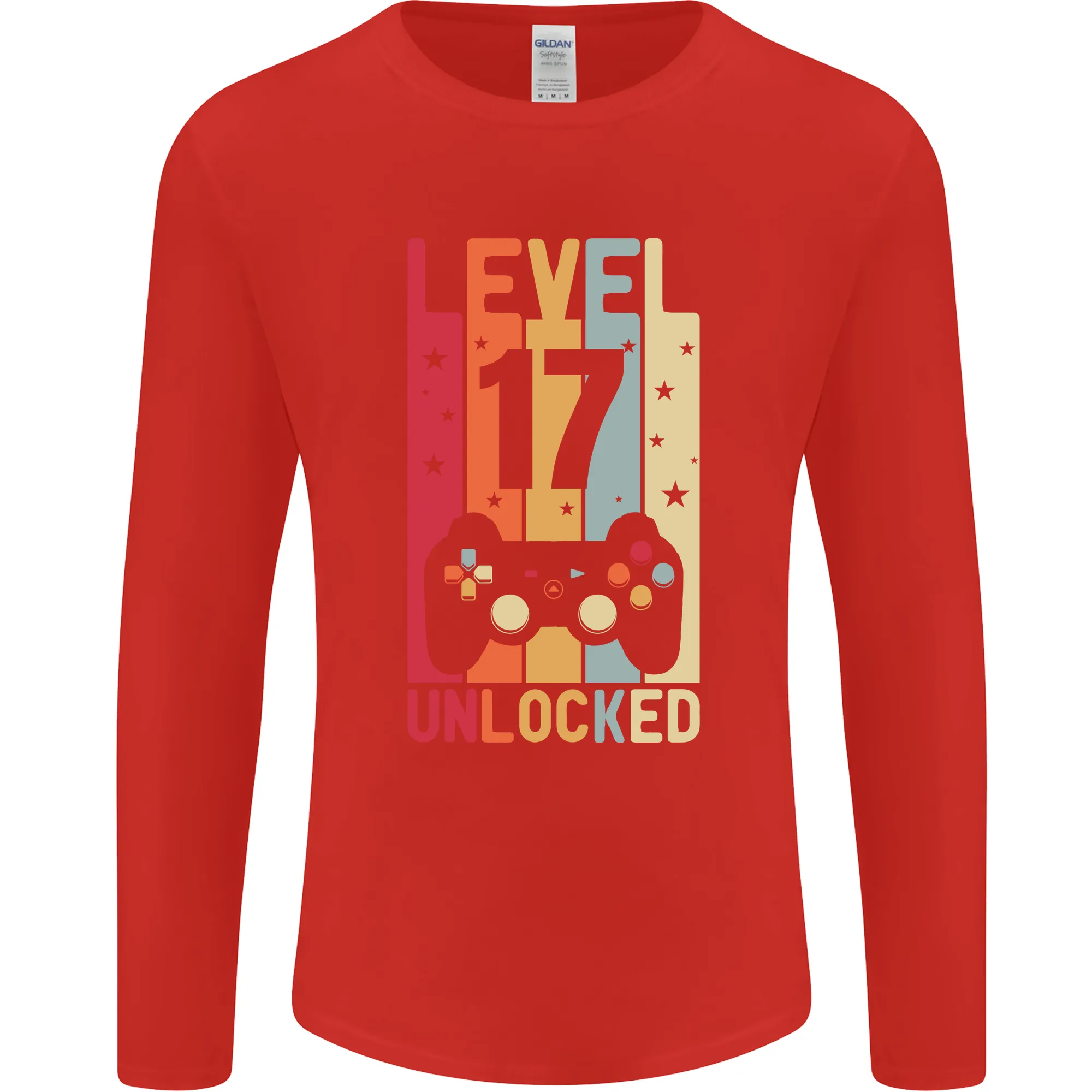 17th Birthday 17 Year Old Level Up Gaming Mens Long Sleeve T-Shirt