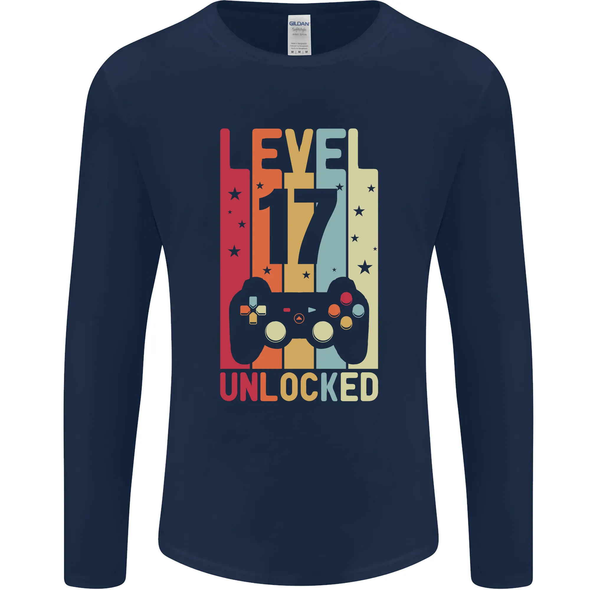 17th Birthday 17 Year Old Level Up Gaming Mens Long Sleeve T-Shirt