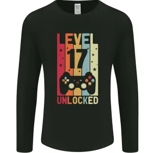 17th Birthday 17 Year Old Level Up Gaming Mens Long Sleeve T-Shirt