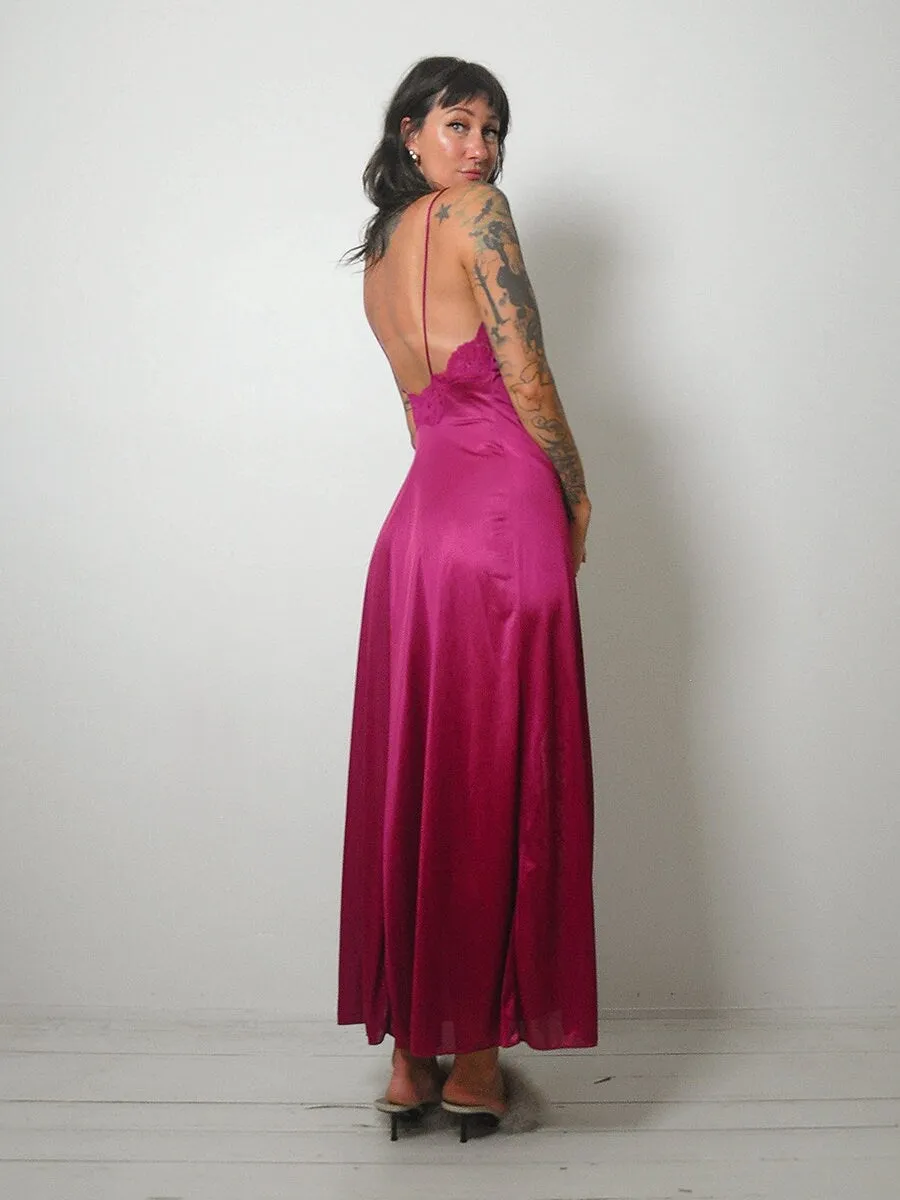 1970's Mulberry Lace Slip Dress