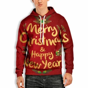 3D Print OVERHEAD Hoodie with Christmas Print