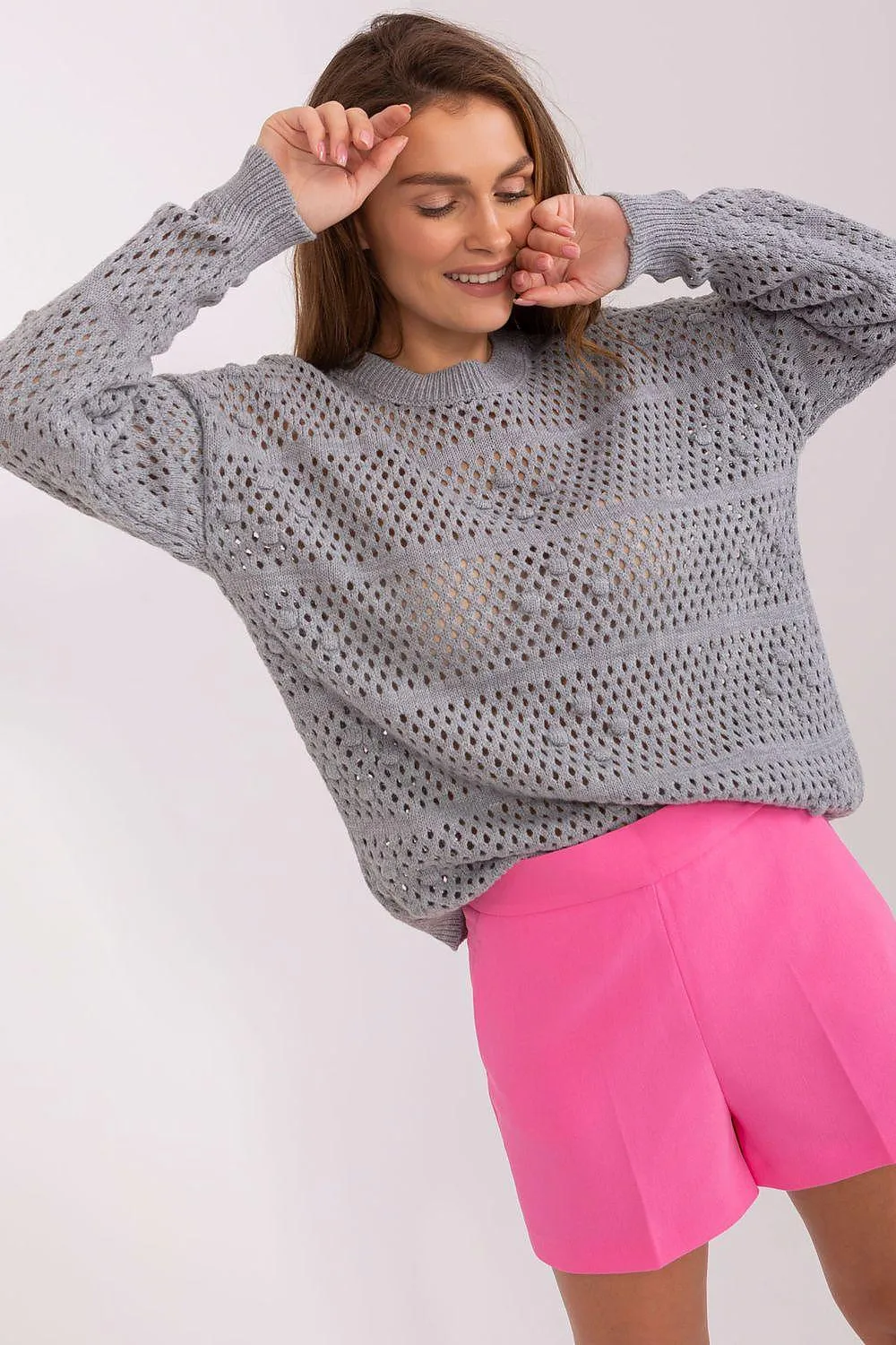 Airy Elegance Openwork Knit Pullover