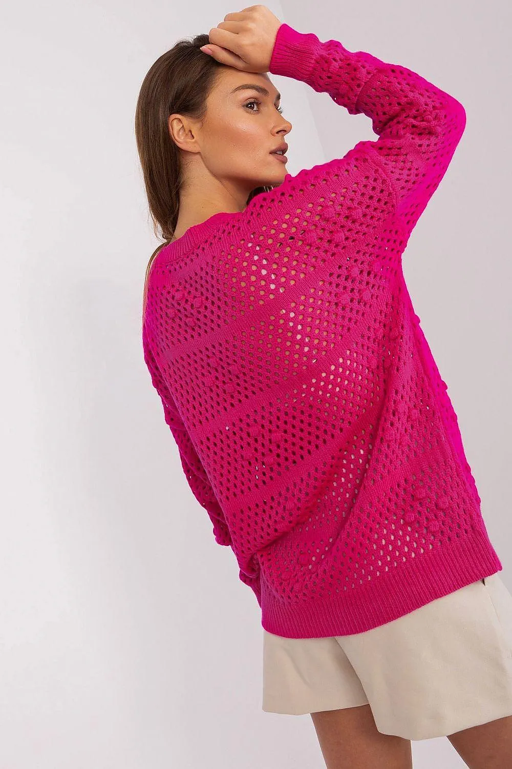 Airy Elegance Openwork Knit Pullover