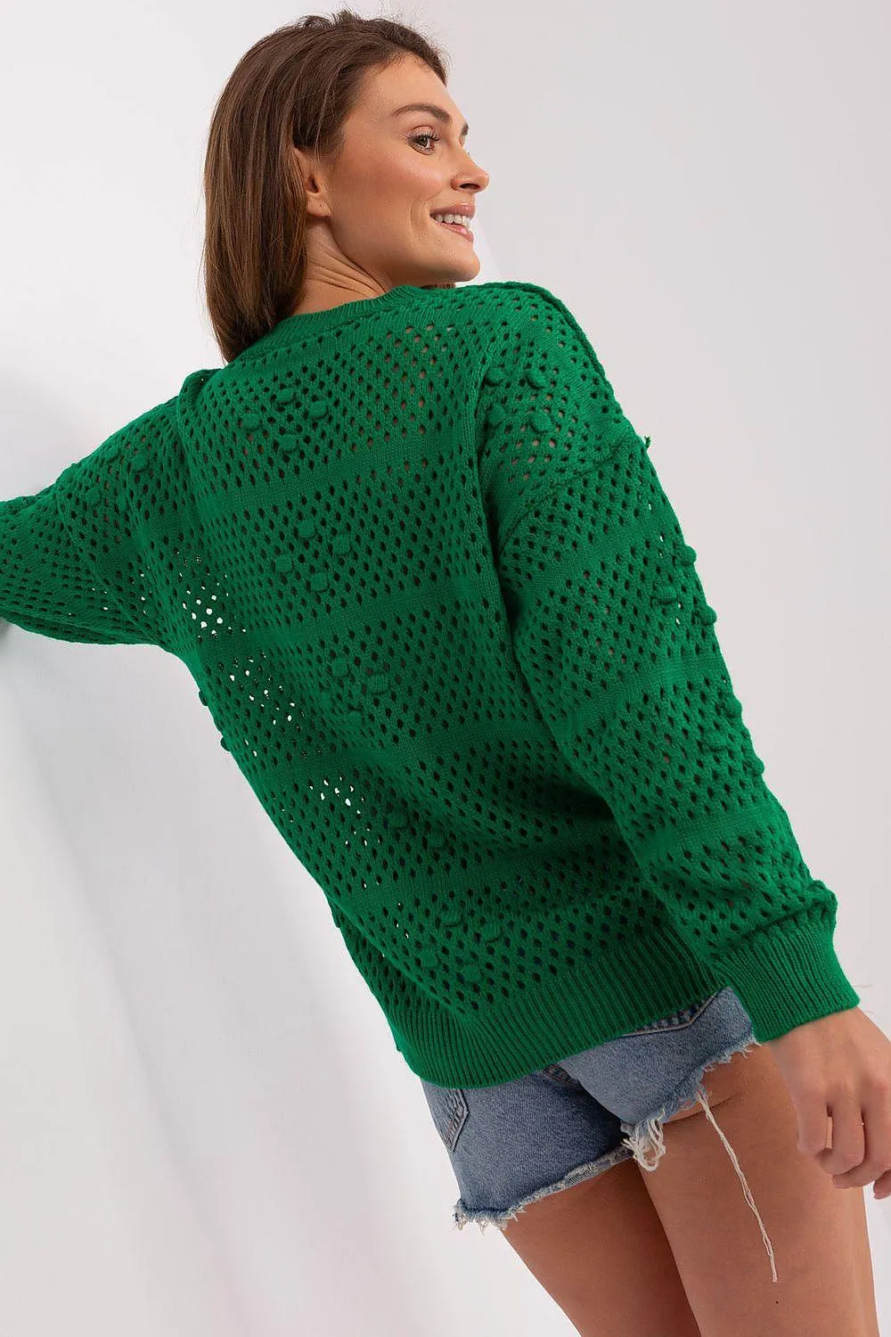 Airy Elegance Openwork Knit Pullover