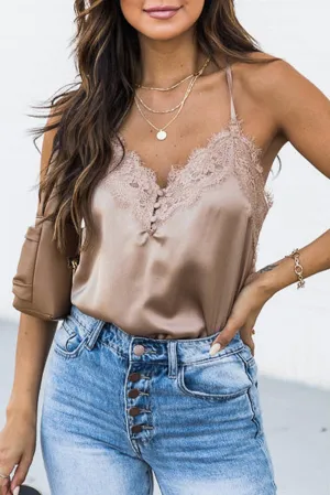 Apricot Lace Satin Bodysuit