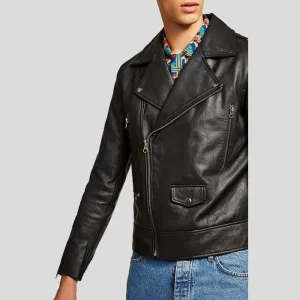 Aydan Black Motorcycle Leather Jacket for Men