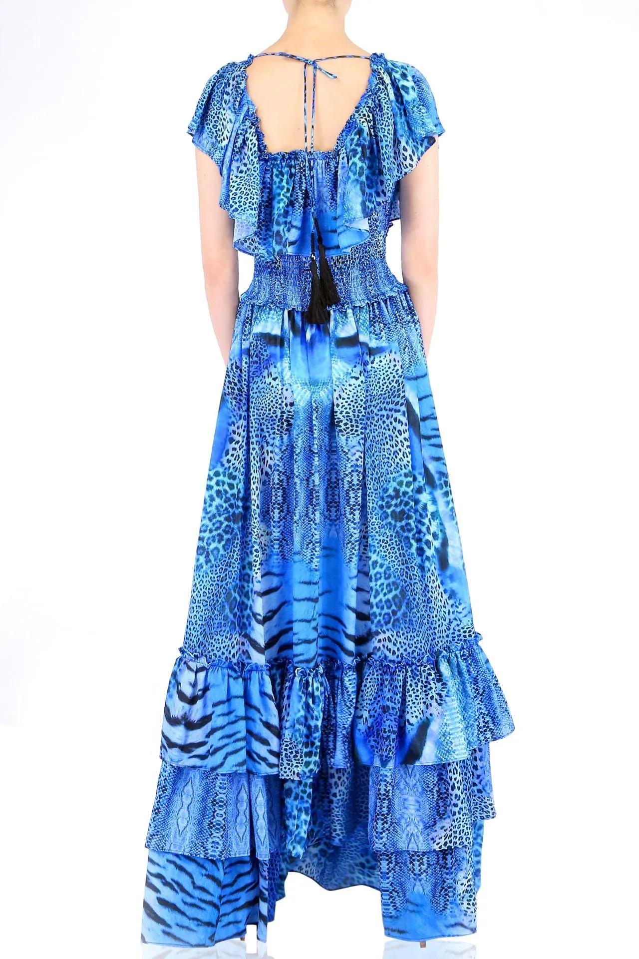 Azure Ruffle Maxi Dresses For Women