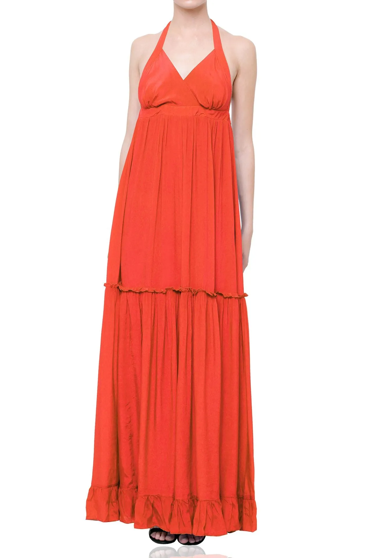 Backless Long Formal Orange Dress