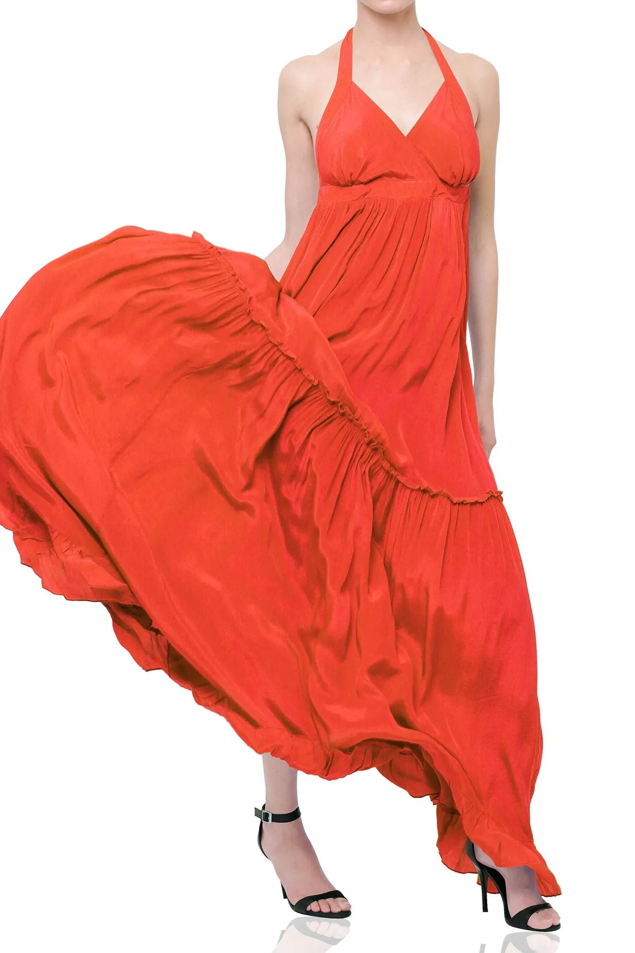 Backless Long Formal Orange Dress