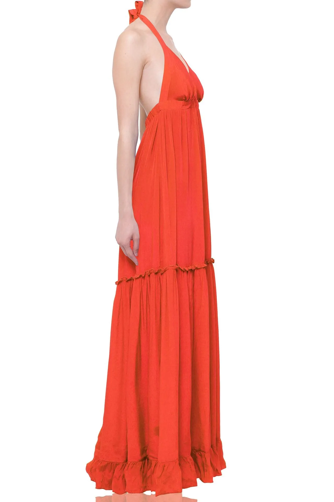 Backless Long Formal Orange Dress