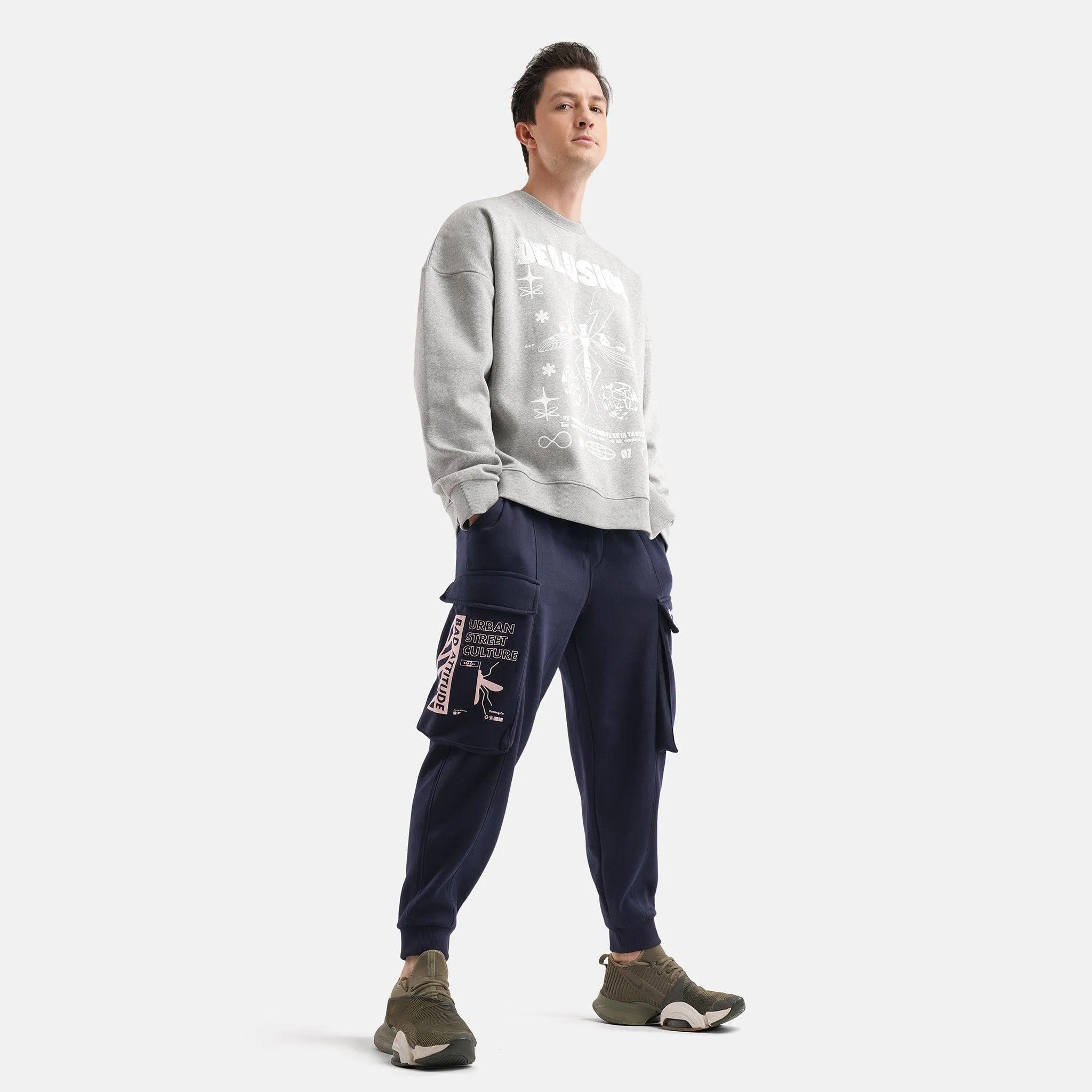 Bad Attitude Fleece Jogger in Navy