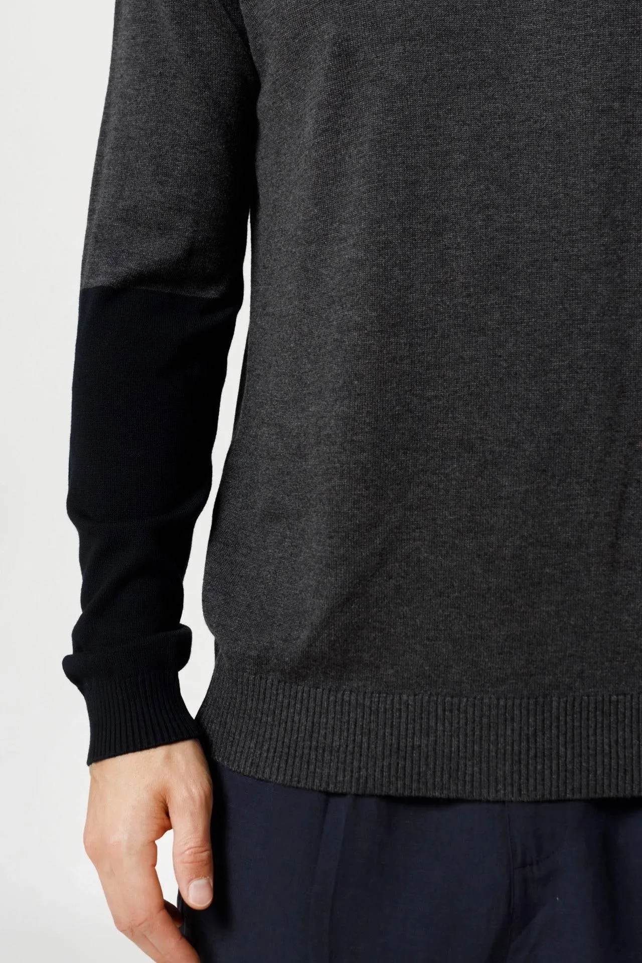 Bamboo Color Block Crew Neck Sweater