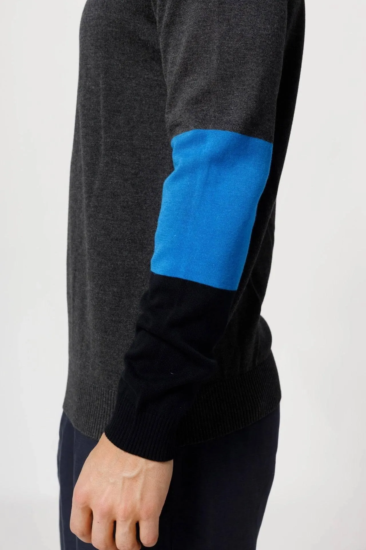 Bamboo Color Block Crew Neck Sweater