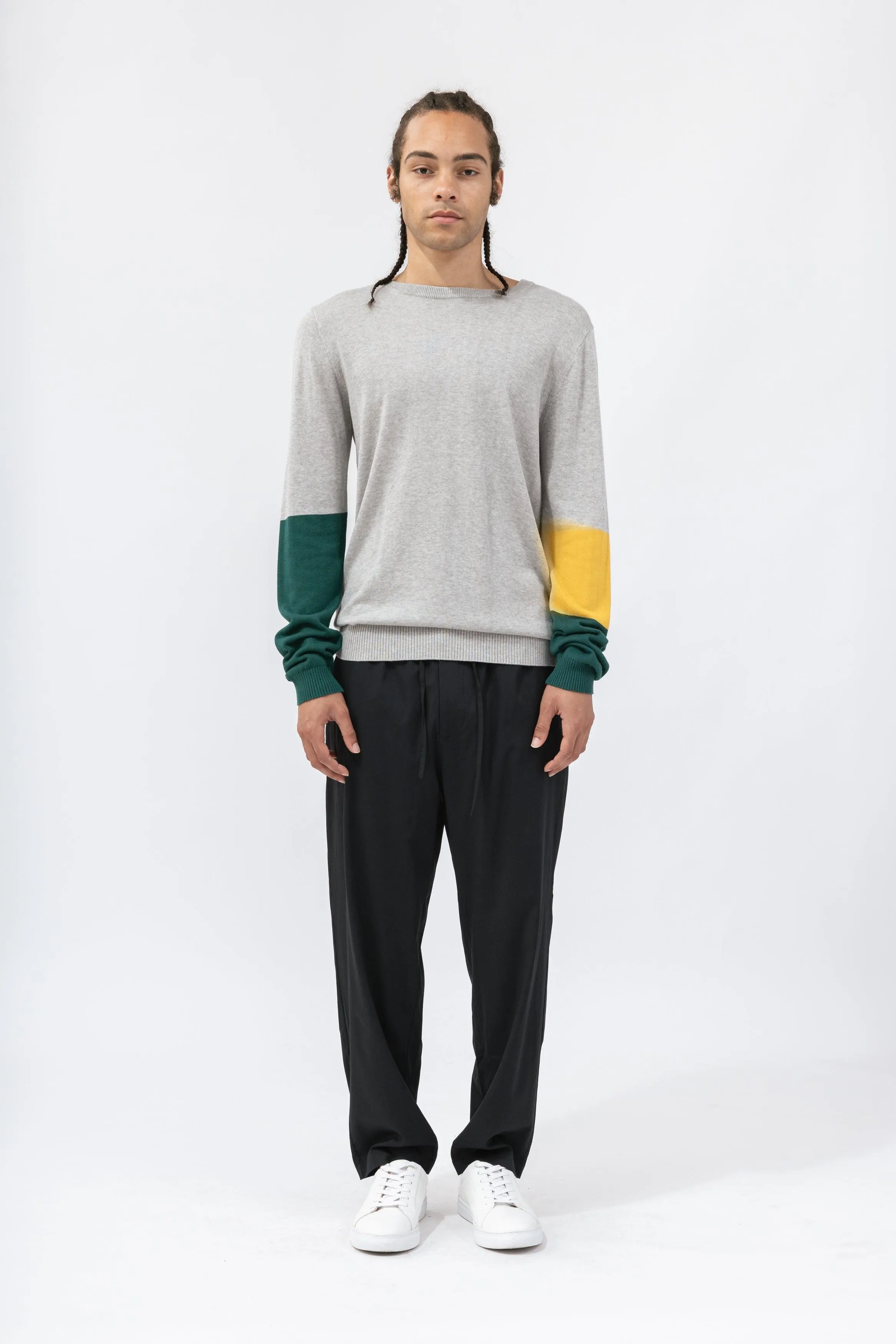 Bamboo Color Block Crew Neck Sweater