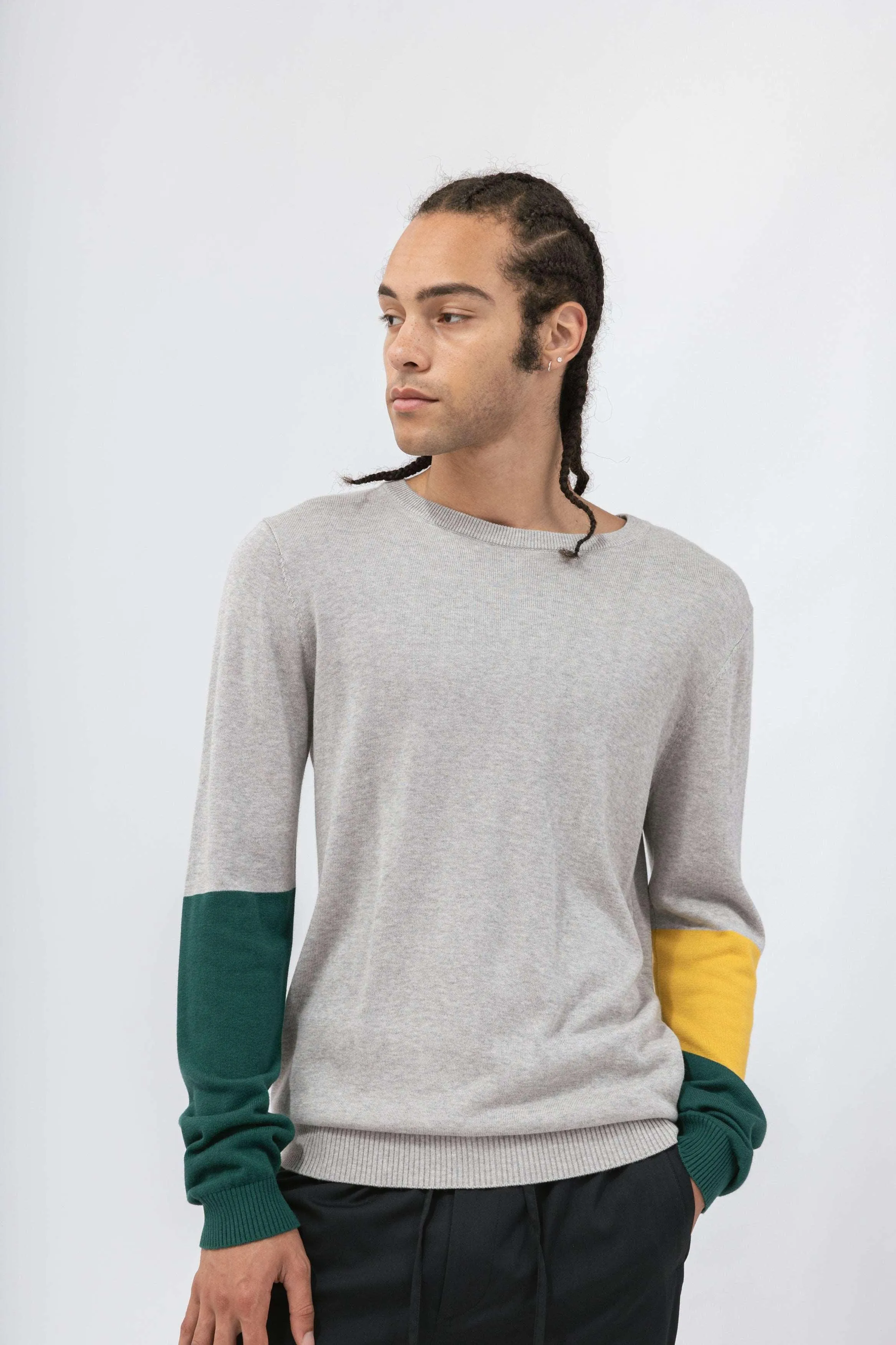 Bamboo Color Block Crew Neck Sweater