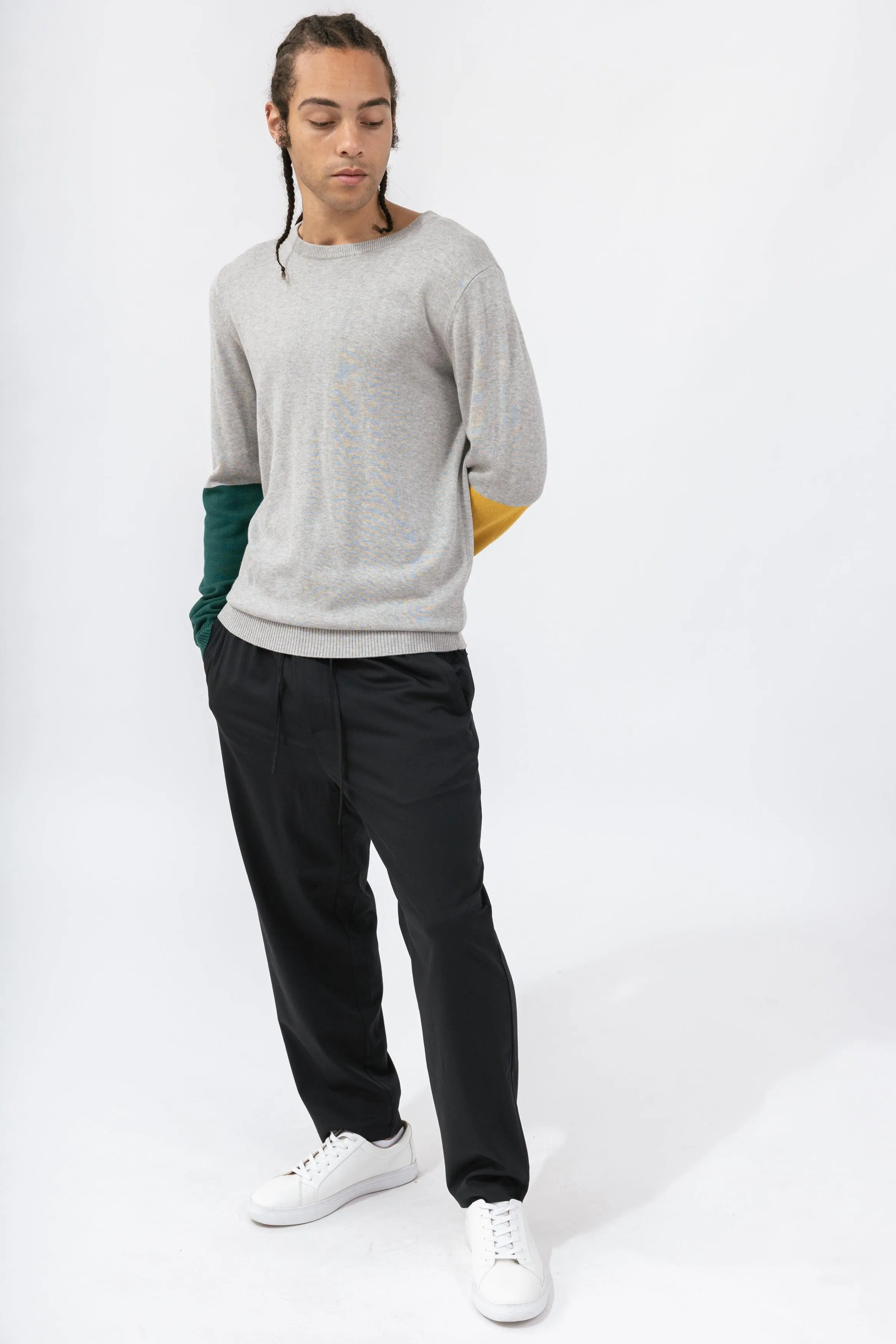 Bamboo Color Block Crew Neck Sweater