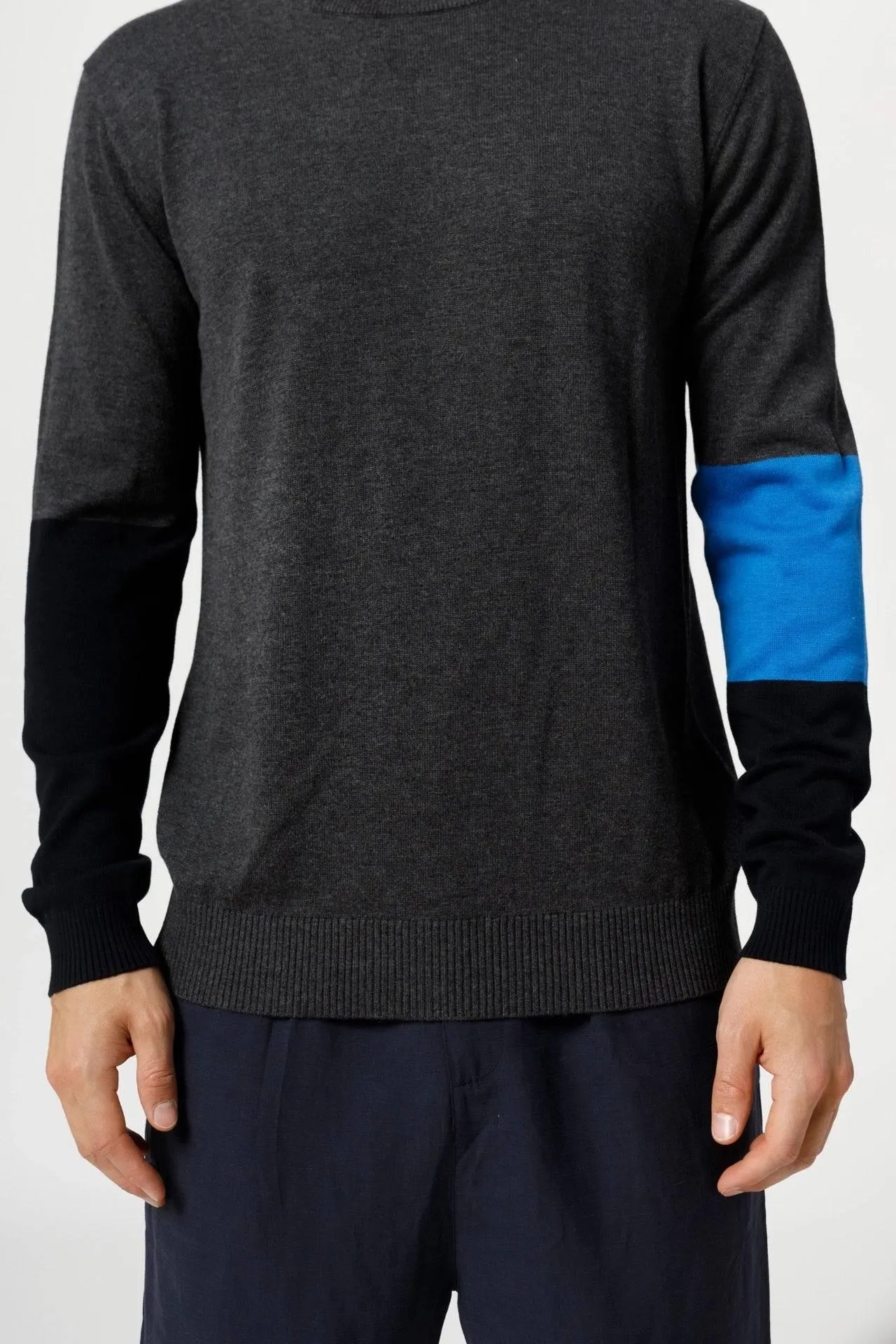 Bamboo Color Block Crew Neck Sweater