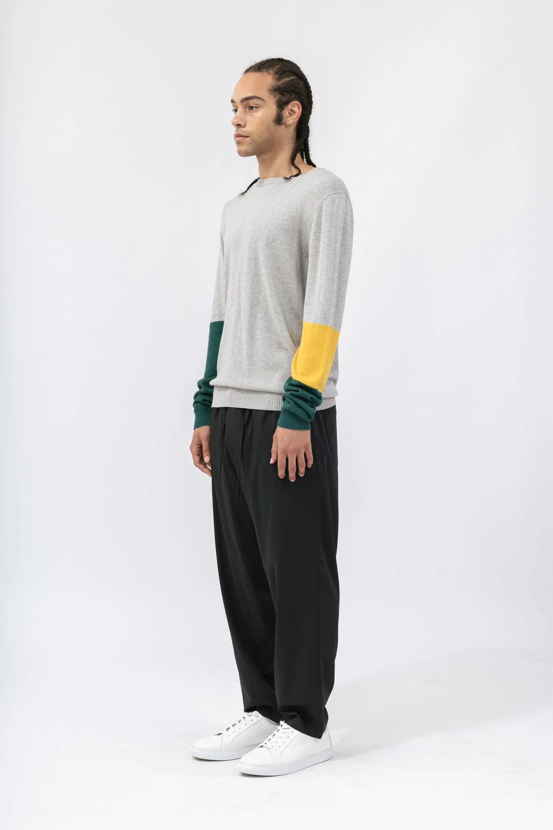 Bamboo Color Block Crew Neck Sweater