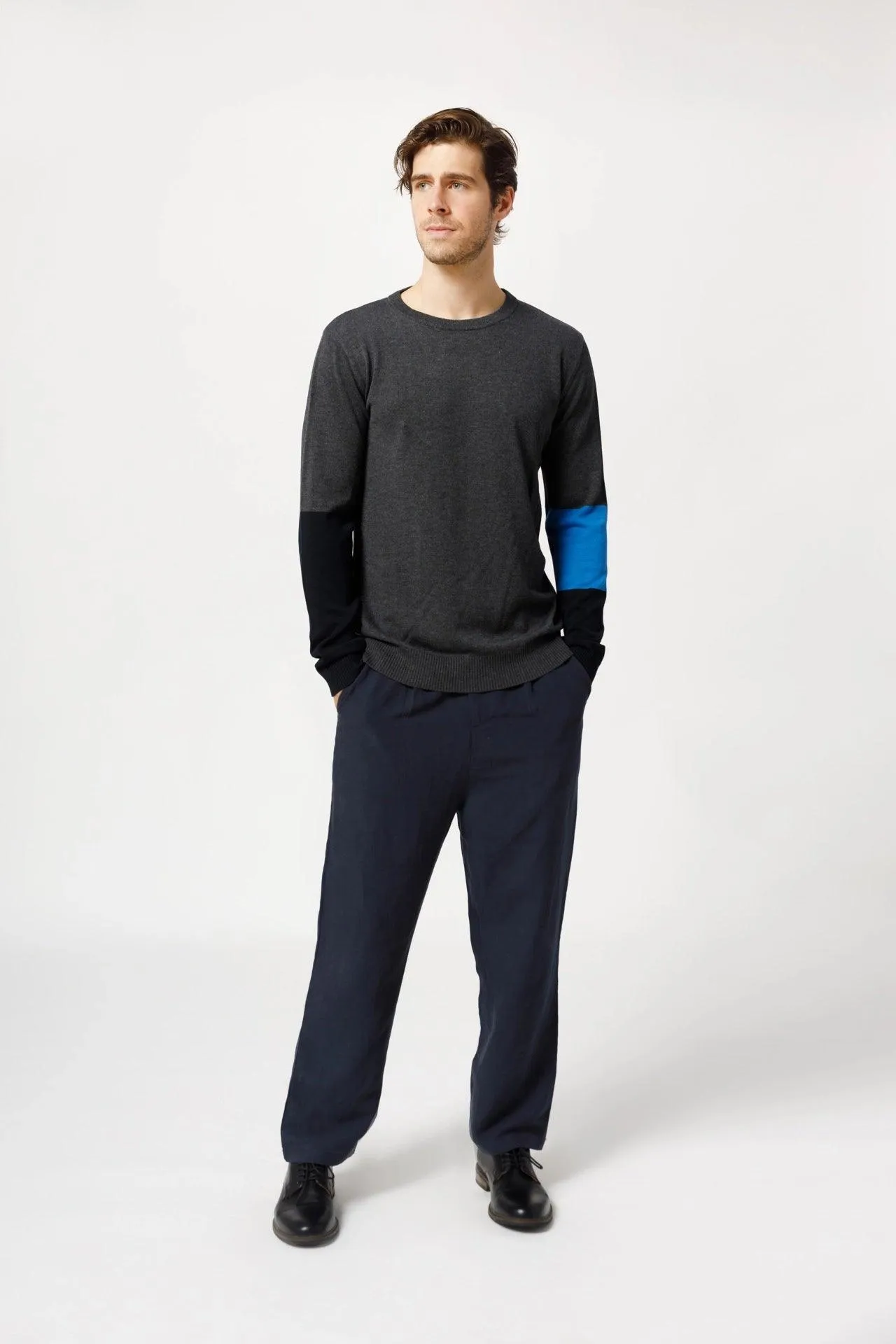 Bamboo Color Block Crew Neck Sweater