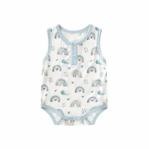 Bamboo Henley Sleeveless Bodysuit || Blue Rainbow