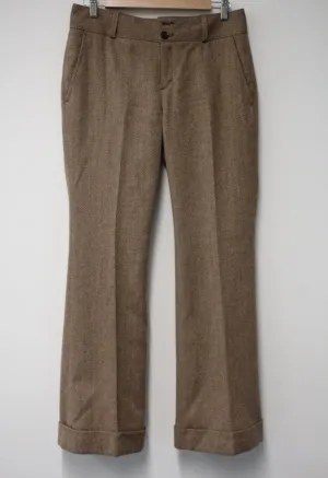 BANANA REPUBLIC Ladies Brown Herringbone Wool Blend Martin Trousers Size 8