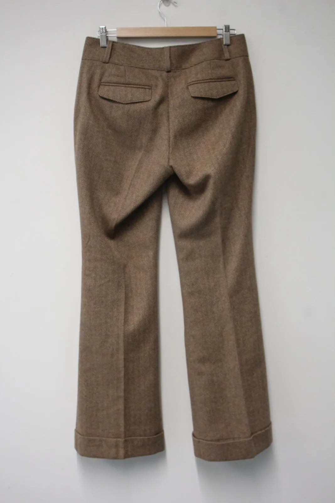 BANANA REPUBLIC Ladies Brown Herringbone Wool Blend Martin Trousers Size 8