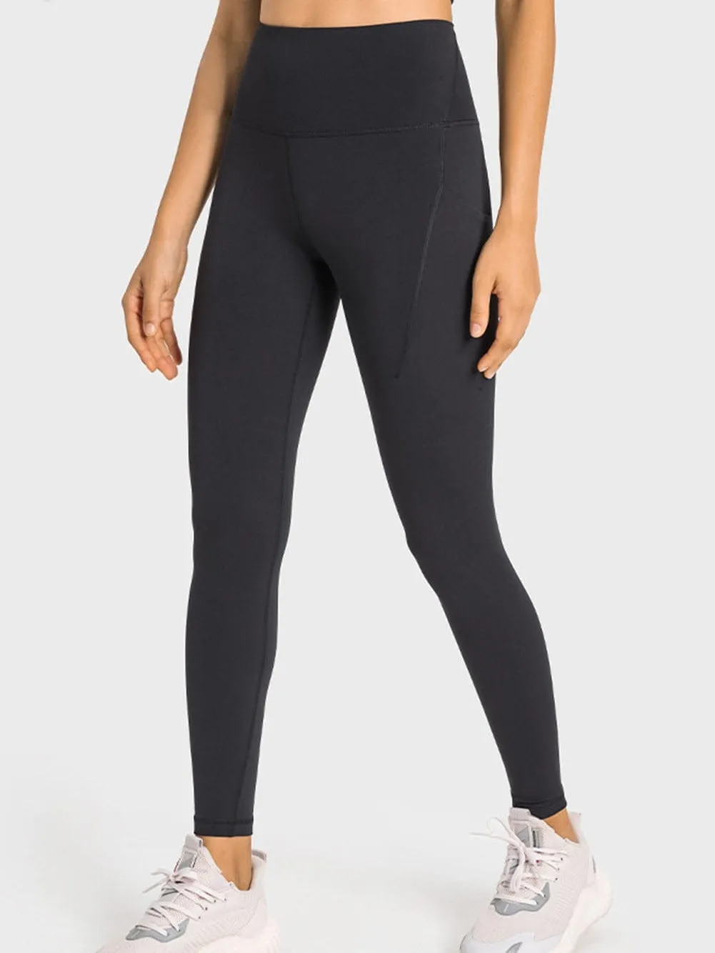 Black High Waist Yoga Leggings with Side Pockets