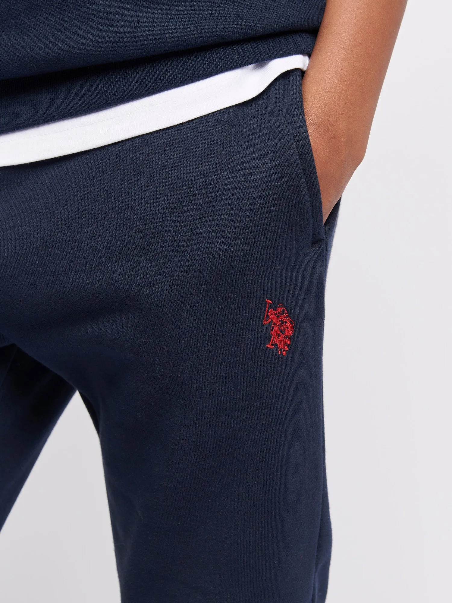 Boys Double Horsemen Joggers in Dark Sapphire Navy / Haute Red DHM