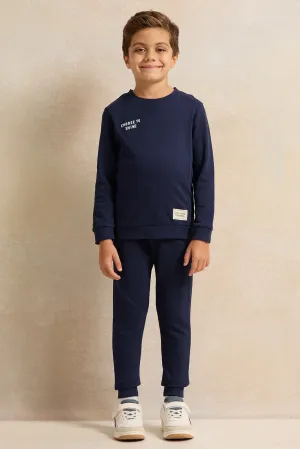 Boys Navy Print Jogging Set (2 Piece)