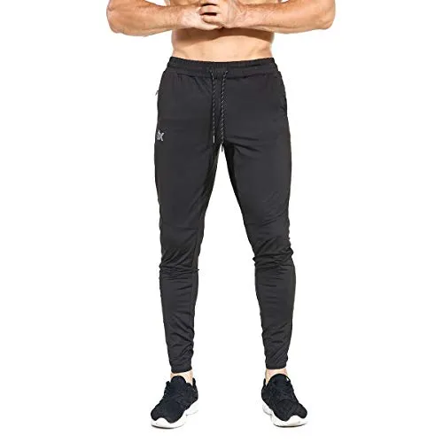 BROKIG Mens Lightweight Gym Jogger Pants,Men's Workout Sweatpants with Zip Pocket(Black,Medium)