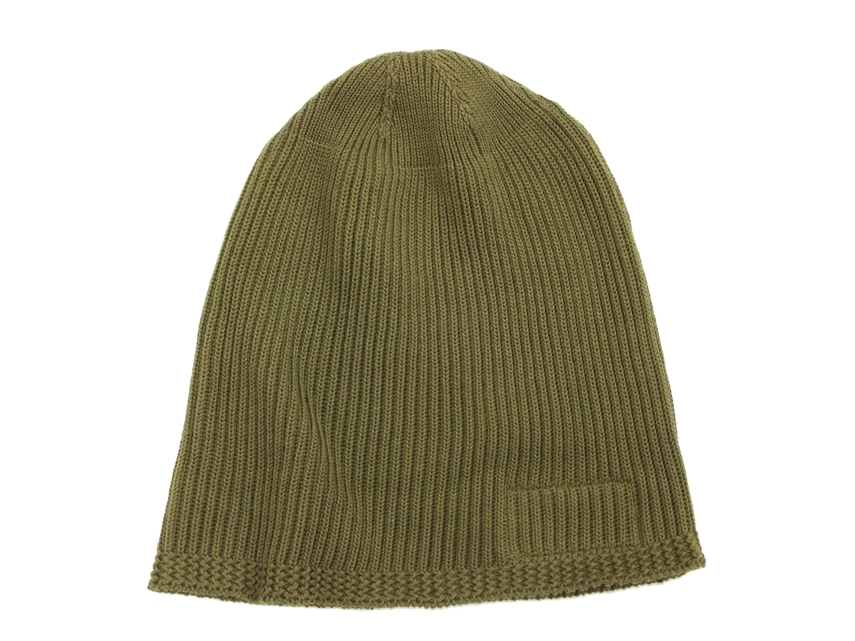 Buzz Rickson Men's Watch Cap Cotton Knit Military Style Hat BR02186 Olive Green