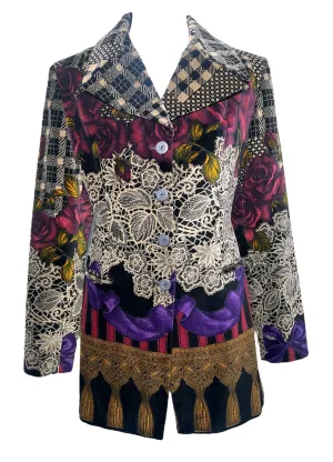 Byblos Velveteen Faux Patchwork Blazer