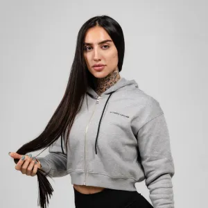 Cropped Zip-Up Hoodie - Heather Gray