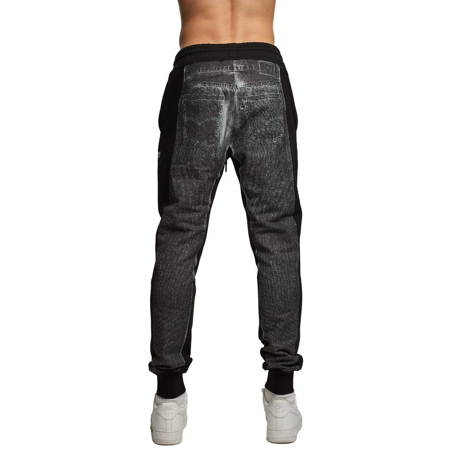 DENIM GRAPHIC JOGGERS - BLACK