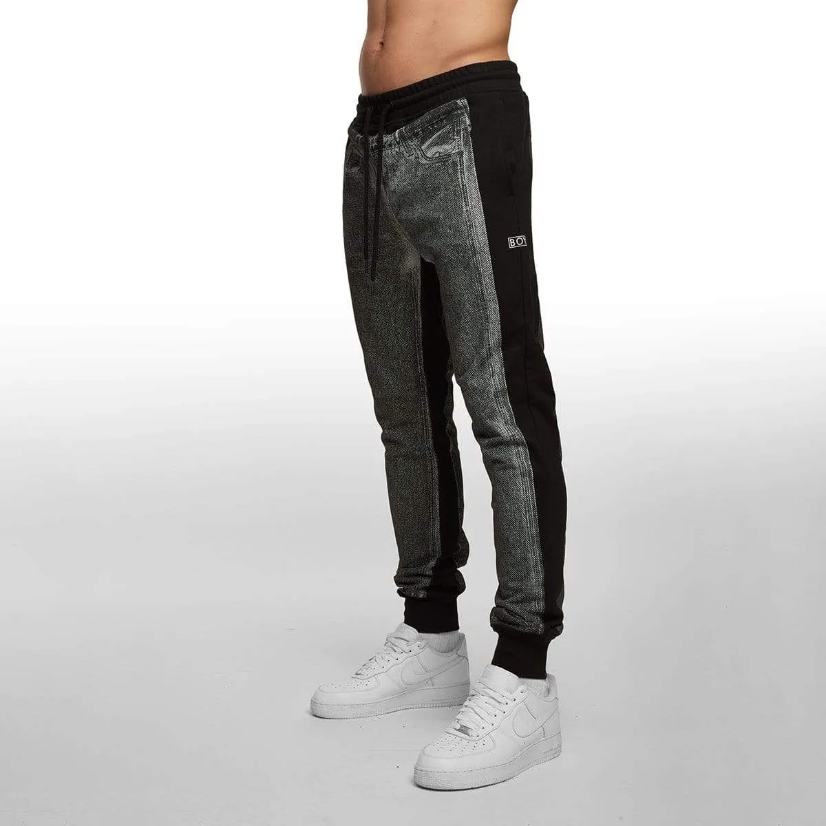 DENIM GRAPHIC JOGGERS - BLACK