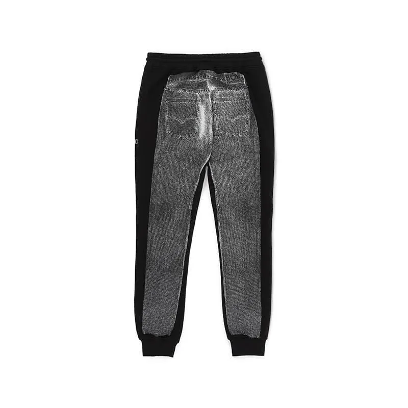 DENIM GRAPHIC JOGGERS - BLACK