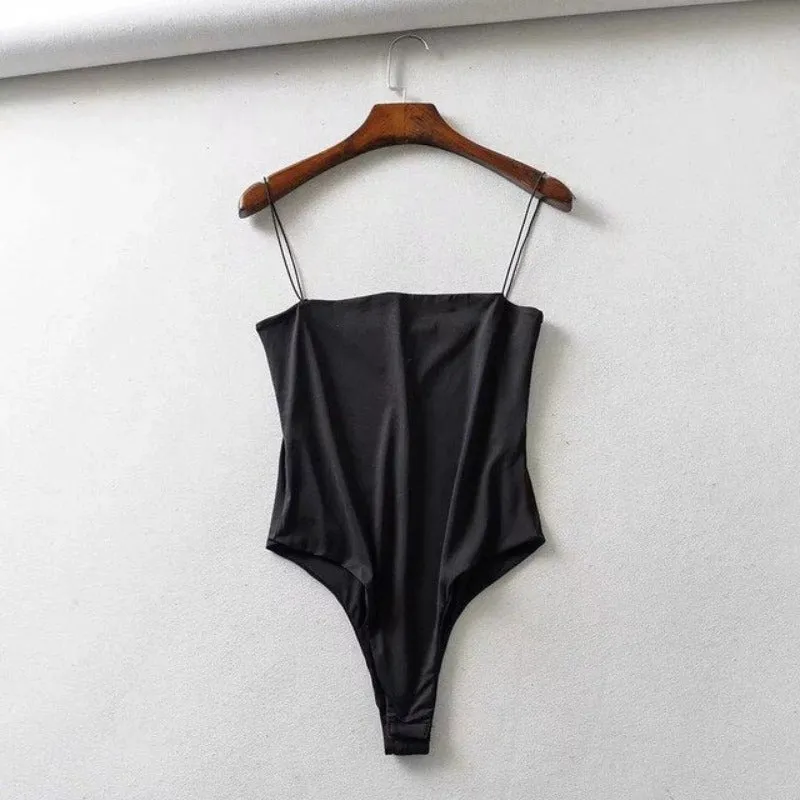 Double Layer Spagehtti Strap Bodysuit