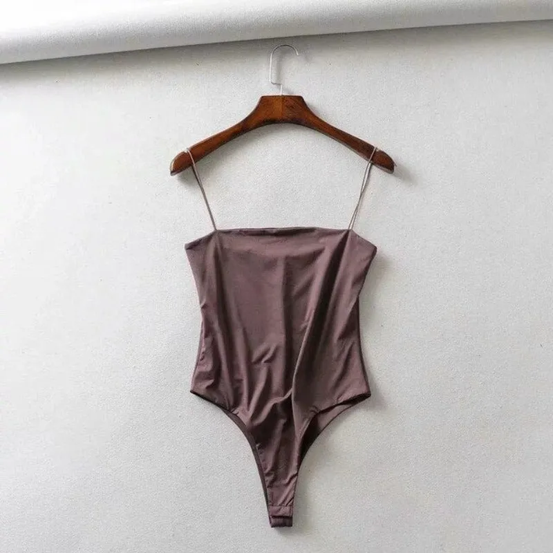 Double Layer Spagehtti Strap Bodysuit