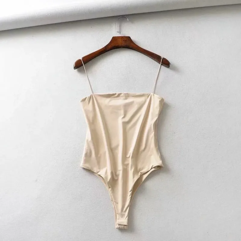 Double Layer Spagehtti Strap Bodysuit