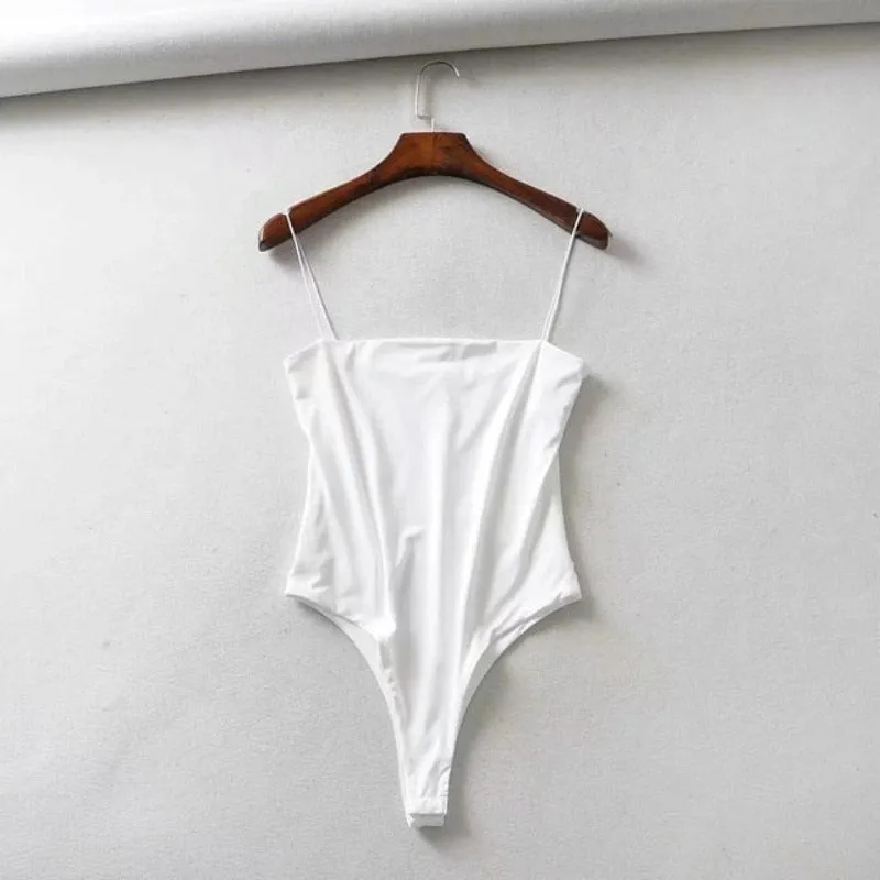 Double Layer Spagehtti Strap Bodysuit