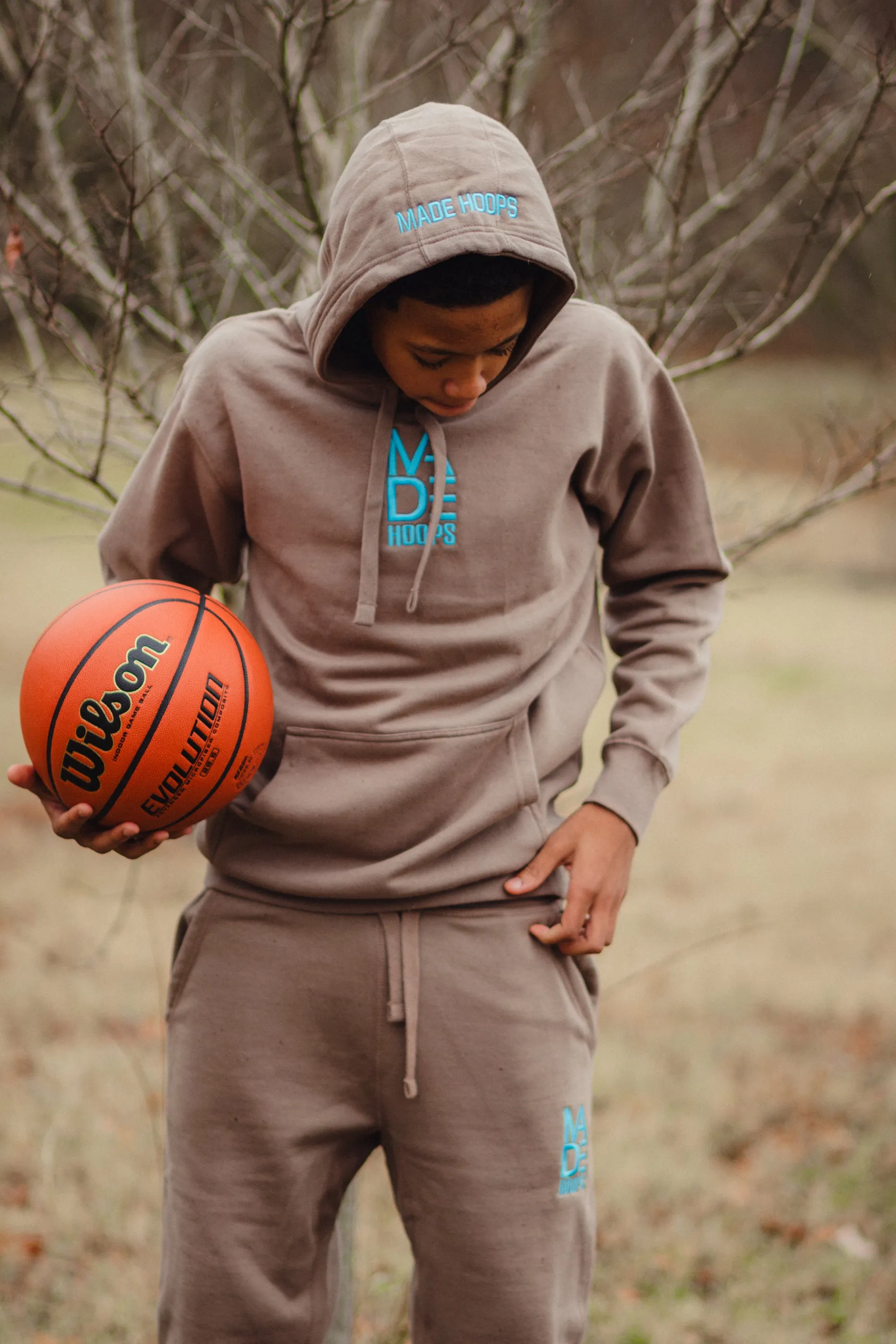 Essential Embroidered Logo Hoodie | Glacier