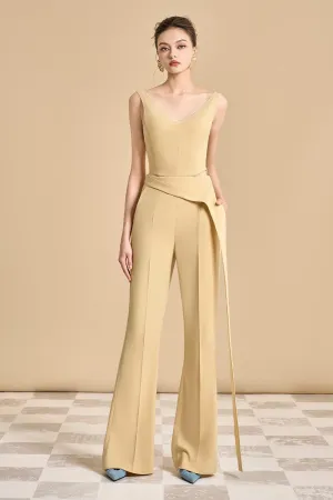 Esteban Flared Extended Flap Polyester Floor Length Pants