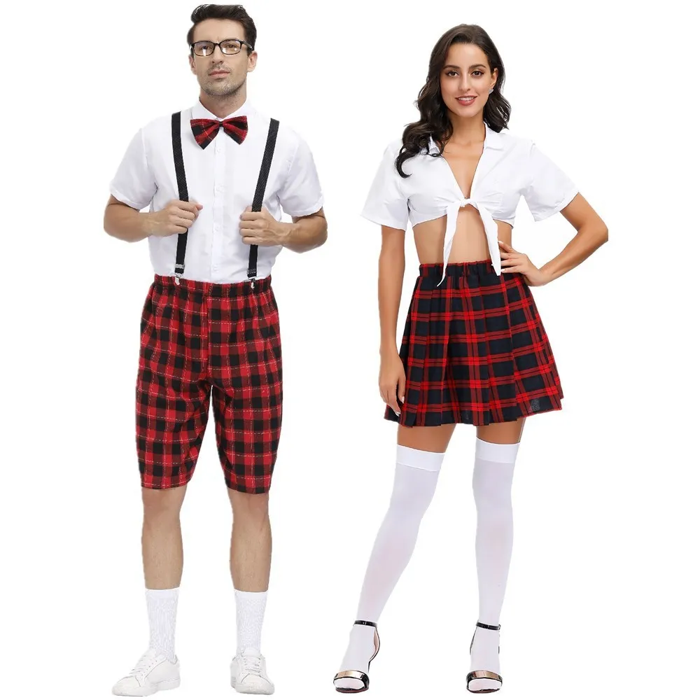 Fashion Halloween School Uniform Plaid Set