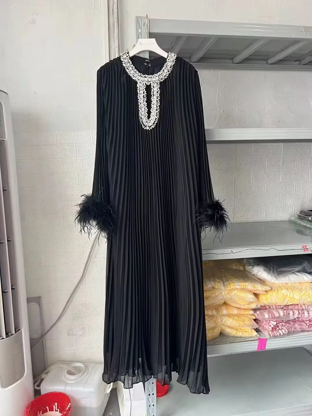 Feather Pleated Woman’s Dress