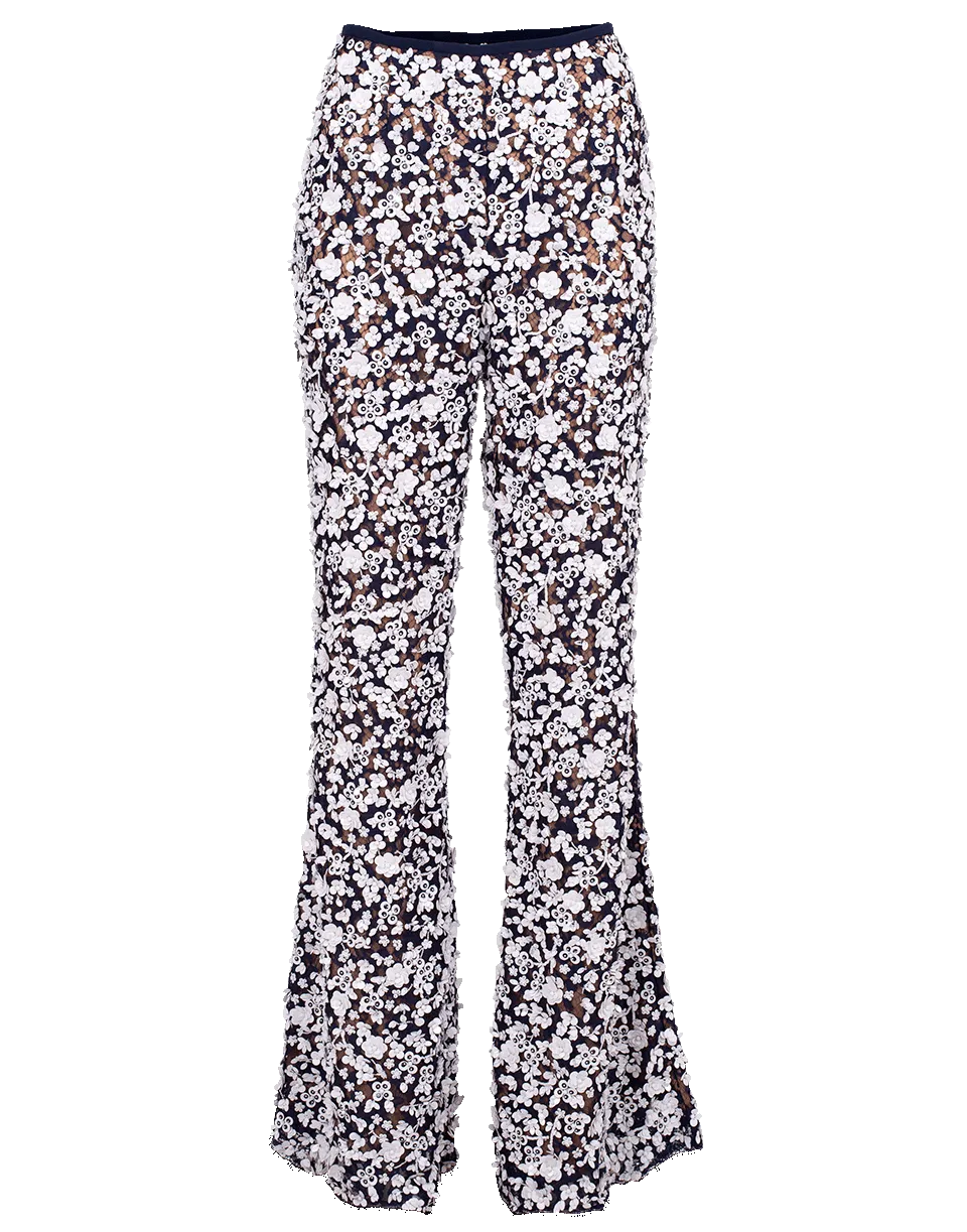 Floral Embroidered Flare Pant