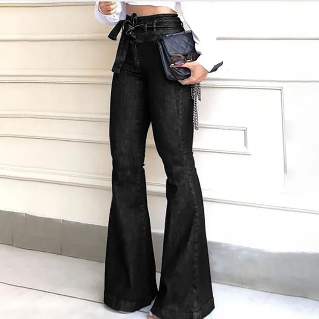 High Waist Denim Flare Pants