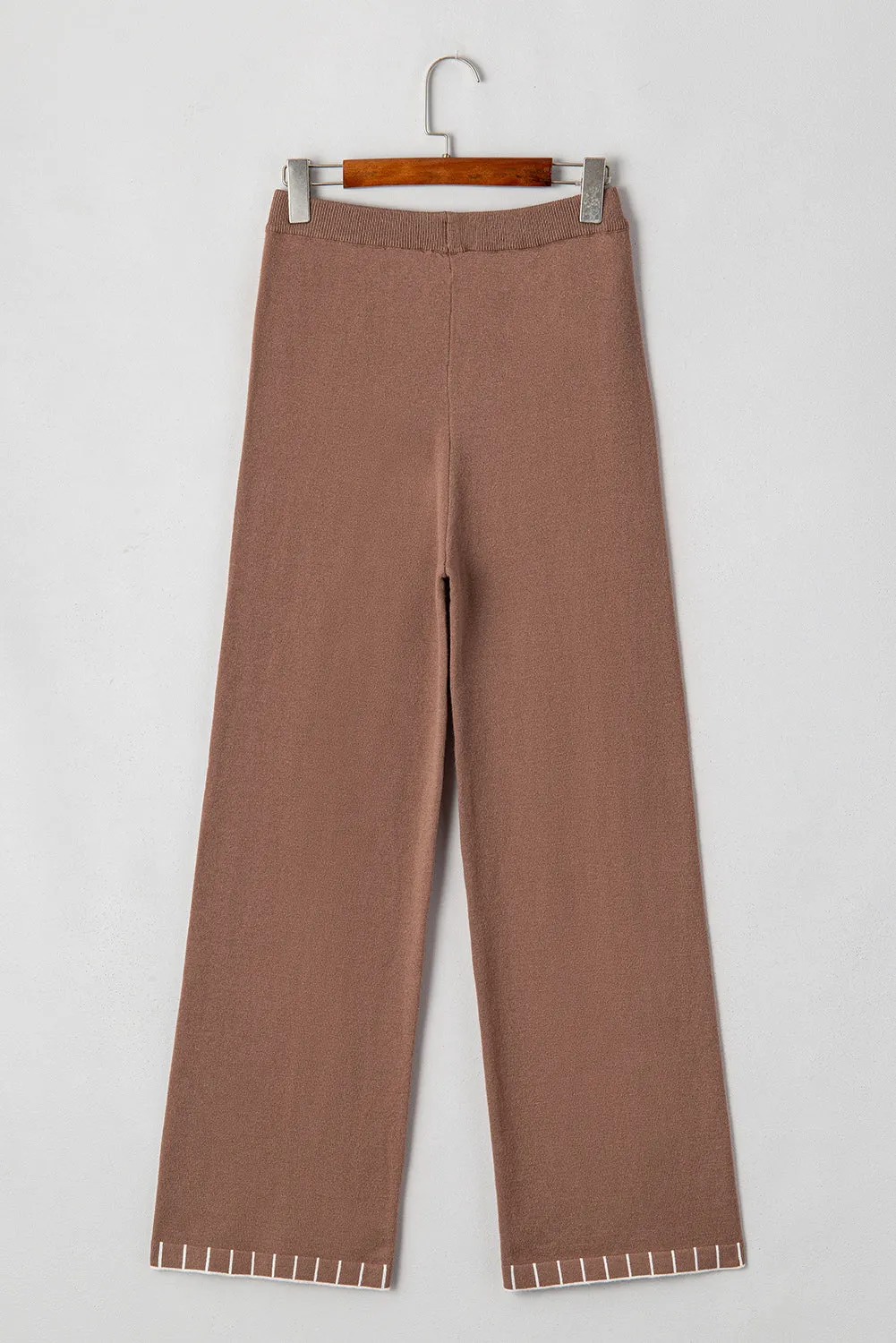 High Waist Straight Leg Knitted Pants