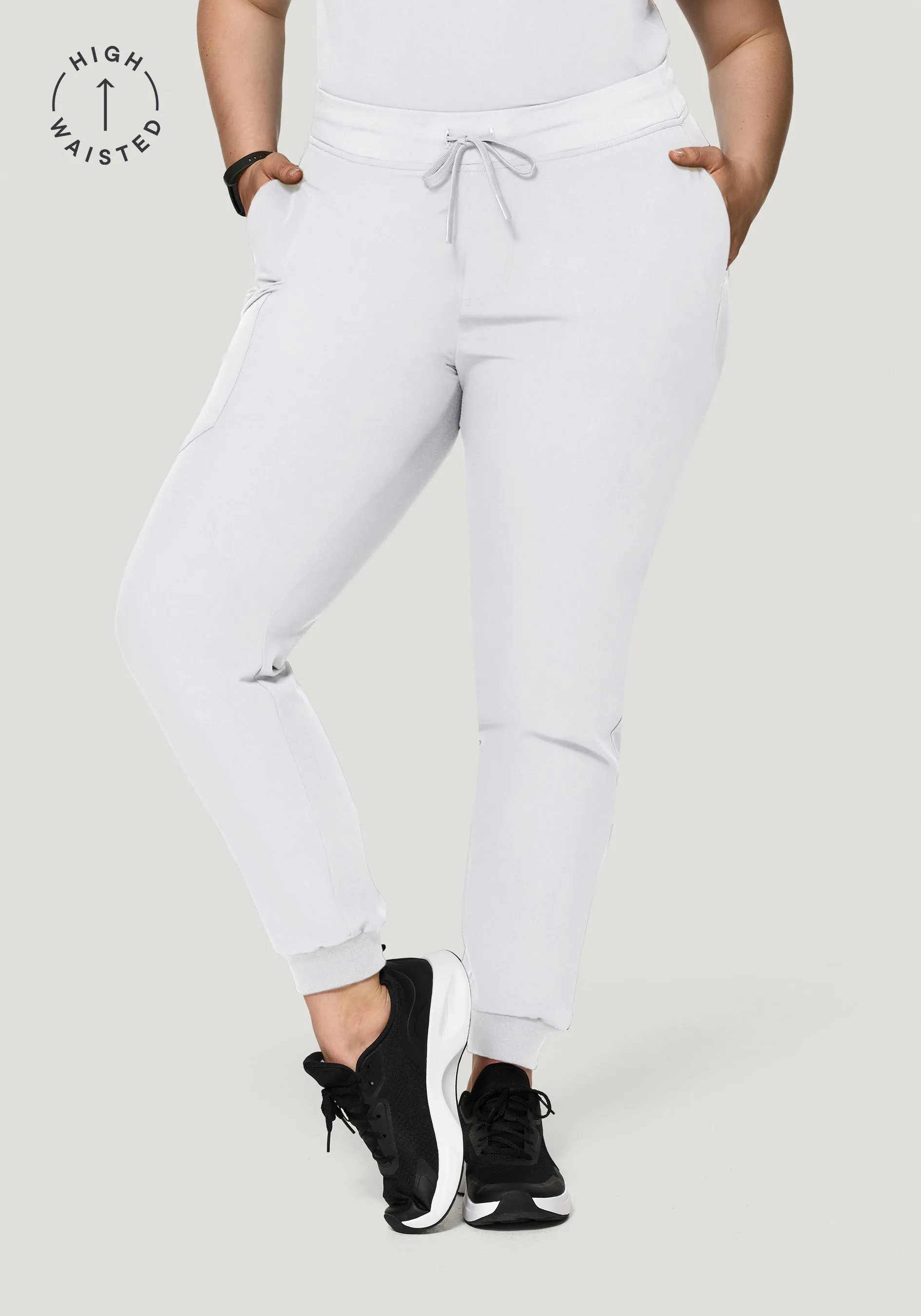 High Waisted Joggers White