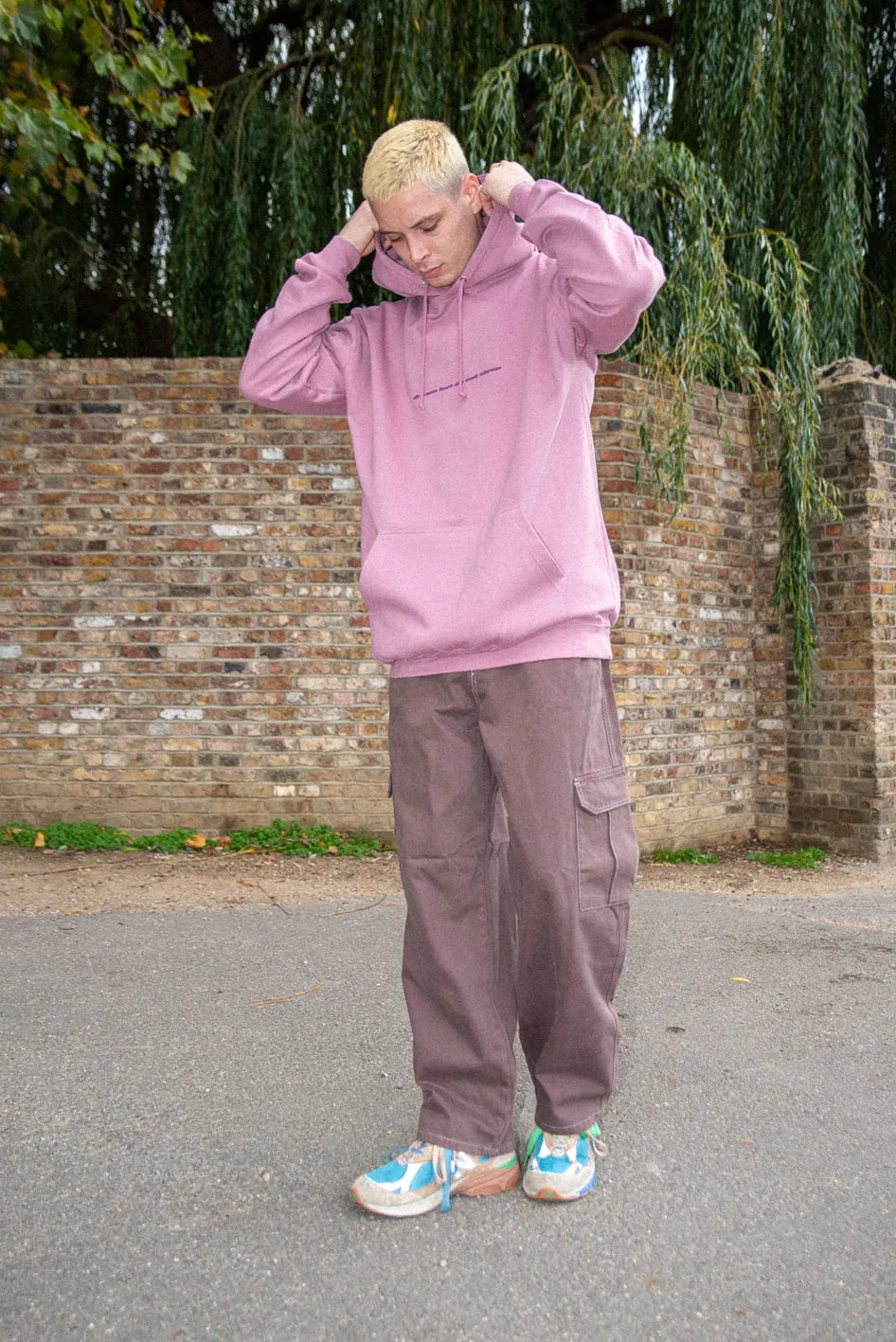 Hoodie in Dusty Purple With Minimal Logo Print