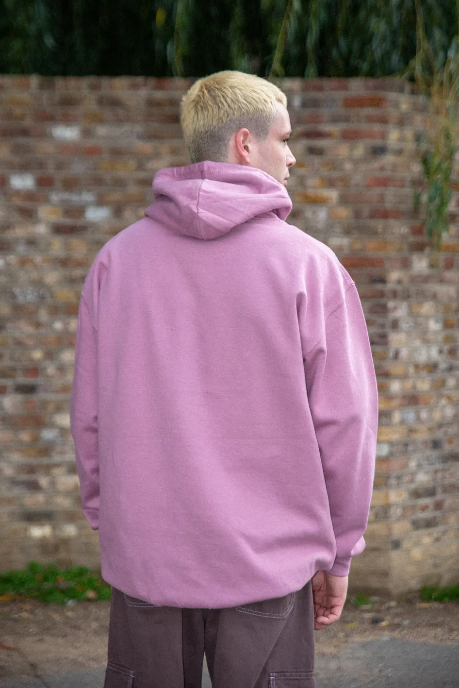 Hoodie in Dusty Purple With Minimal Logo Print